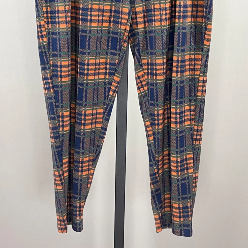Free People Pants Womens Small orange blue plaid trouser boho indie casual